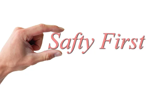 Hand holding the first safty first — Stock Photo, Image