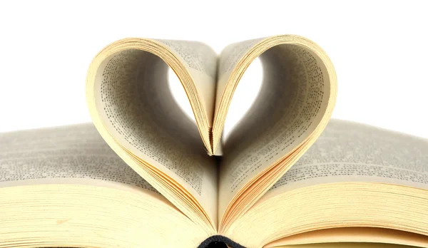 Pages of a book curved into a heart — Stock Photo, Image