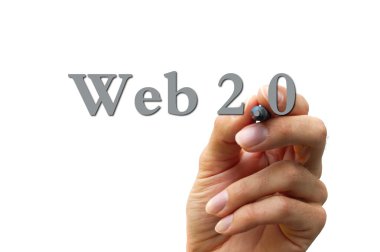 Hand writing the word web 2.0 clipart