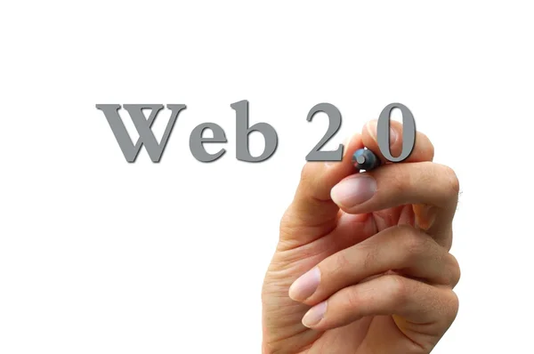 写作 word web 2.0 的手 — 图库照片