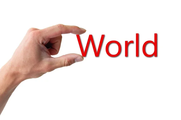 Ruka drží svět svět — Stock fotografie