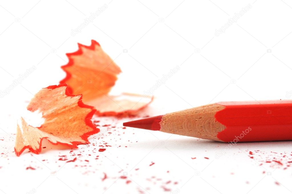 Red crayon wiht shavings