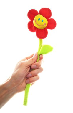 Hand holding a flower clipart