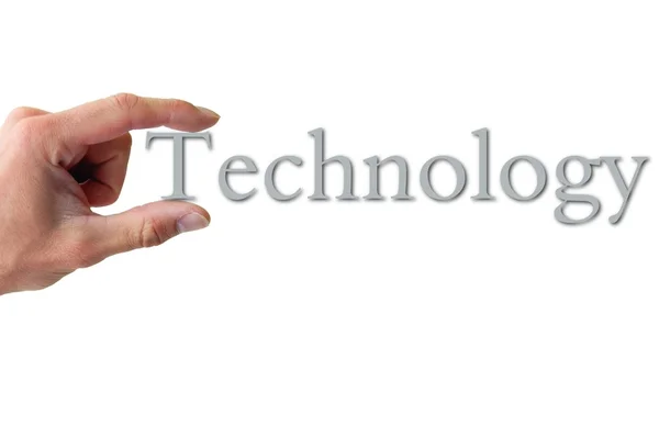 Ruka drží slovo technologie — Stock fotografie