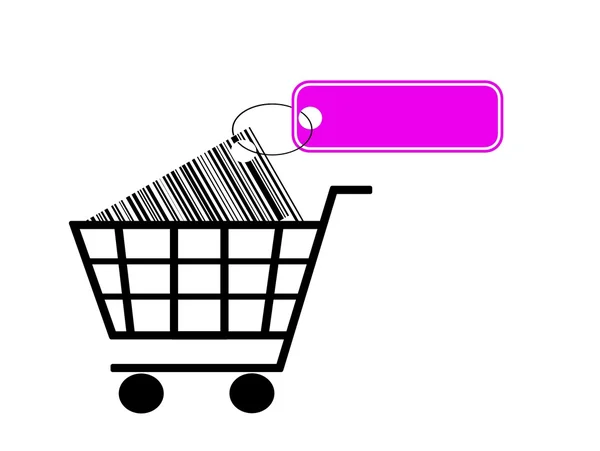 Shopping cart with label — Stock Photo, Image