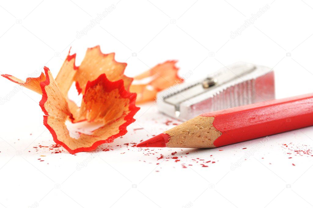 Red crayon wiht shavings
