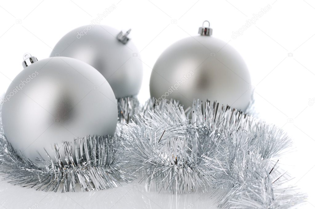 Silver balls and tinsel