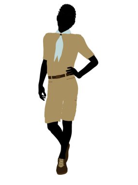 Afro-Amerikan erkek izci resimde silhouet