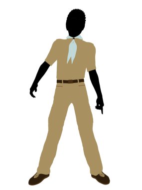 Afro-Amerikan erkek izci resimde silhouet