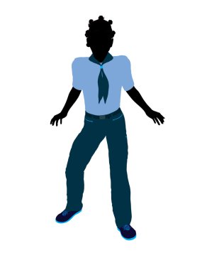 Afro-Amerikan kız izci resimde silhoue