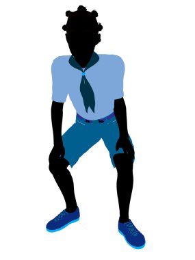 Afro-Amerikan kız izci resimde silhoue