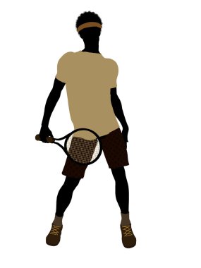 Afrika kökenli Amerikalı tenis oyuncusu illüstrasyon silh