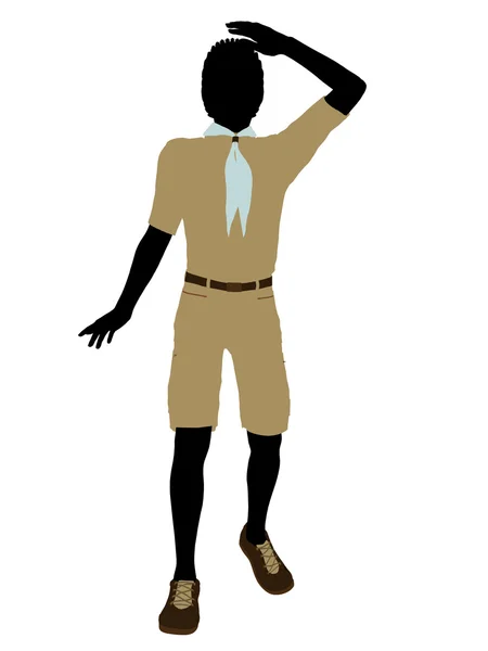 African American Boy Scout Illustration Silhouet — Stock Photo, Image