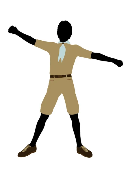 African american boy scout ilustrace silhouet — Stock fotografie