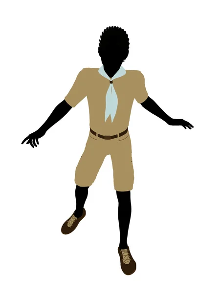 Afro-americano Boy Scout Ilustración Silueta — Foto de Stock