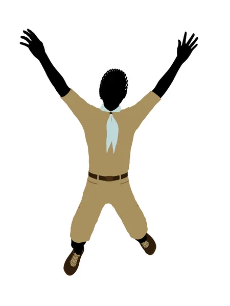 African american boy scout ilustracja silhouet — Zdjęcie stockowe