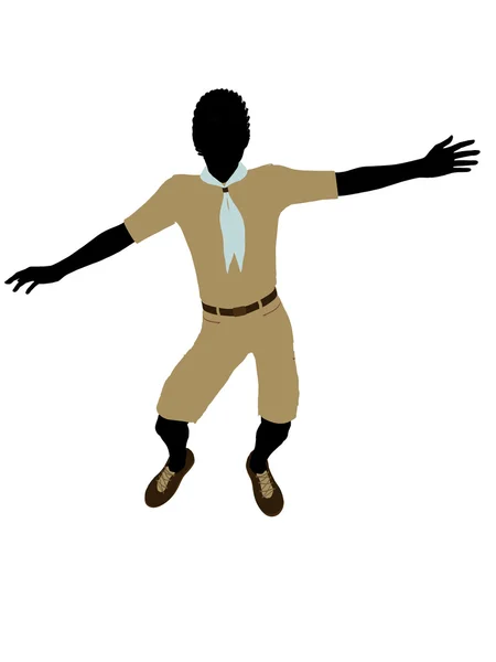 African american boy scout ilustrace silhouet — Stock fotografie