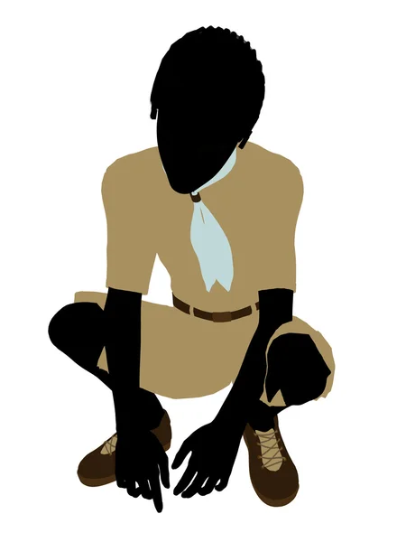 Africano American Boy Scout ilustração silhueta — Fotografia de Stock