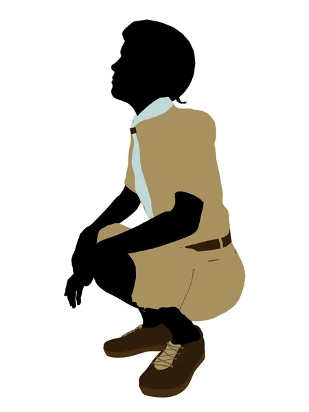 Afro-Amerikan erkek izci resimde silhouet — Stok fotoğraf