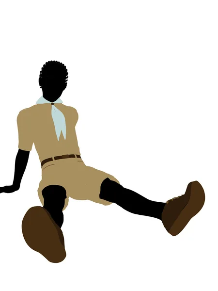 Afrikanske amerikanske dreng spejder illustration silhuet - Stock-foto
