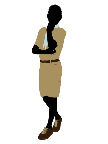 非洲裔美国童子军图 silhouet — 图库照片
