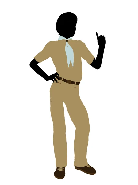 African american boy scout illustratie silhouet — Stockfoto