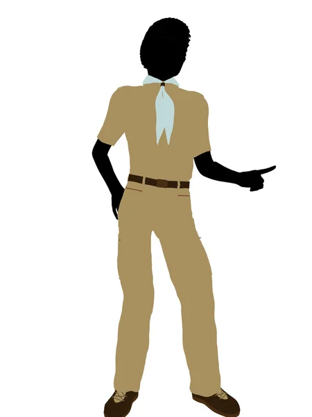 African american boy scout ilustracja silhouet — Zdjęcie stockowe