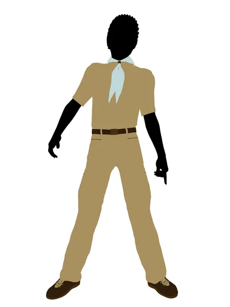 African American Boy Scout Illustration Silhouet — Stockfoto