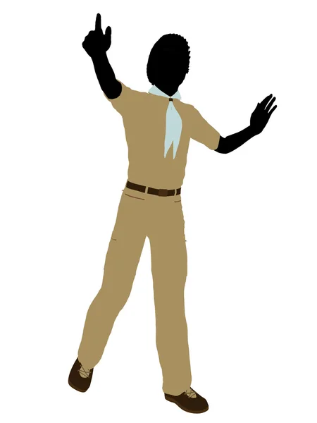 African American Boy Scout Illustration Silhouet — Stock Photo, Image