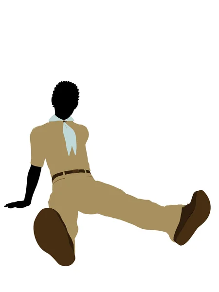 Afro-amerikai fiú cserkész illusztráció silhouet — Stock Fotó