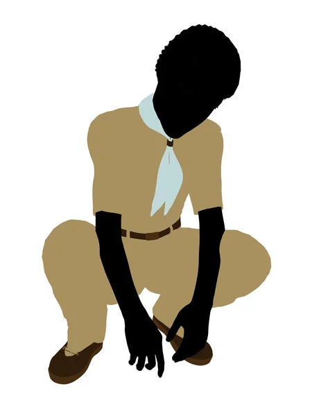 Afrikanische amerikanische Pfadfinder Illustration Silhouette — Stockfoto