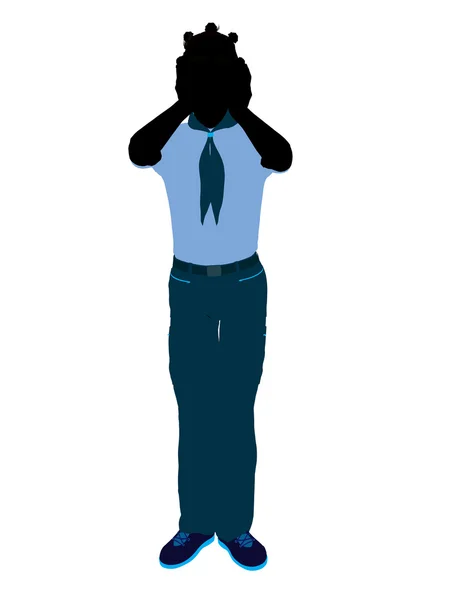 African american girl scout afbeelding silhoue — Stockfoto