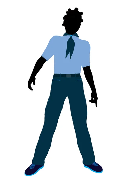 Niña afroamericana Scout Ilustración Silhoue — Foto de Stock