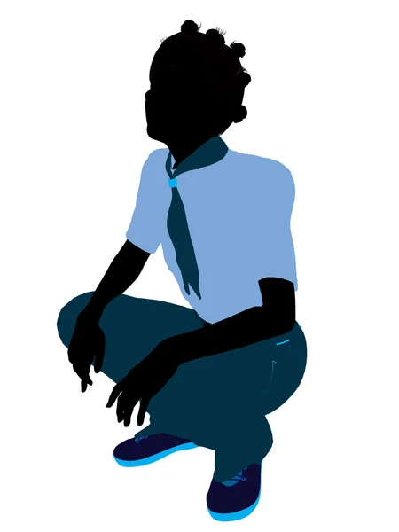 African American Girl Scout Illustration Silhoue — Stock Photo, Image