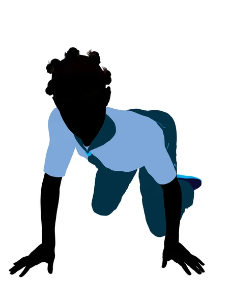 Afro-Amerikan kız izci resimde silhoue — Stok fotoğraf