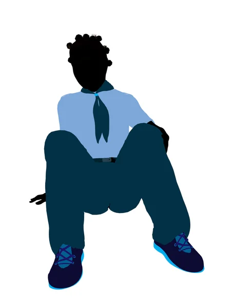 Niña afroamericana Scout Ilustración Silhoue —  Fotos de Stock