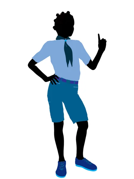 African American Girl Scout Illustration Silhoue — Stockfoto