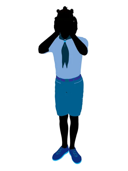 stock image African American Girl Scout Illustration Silhoue