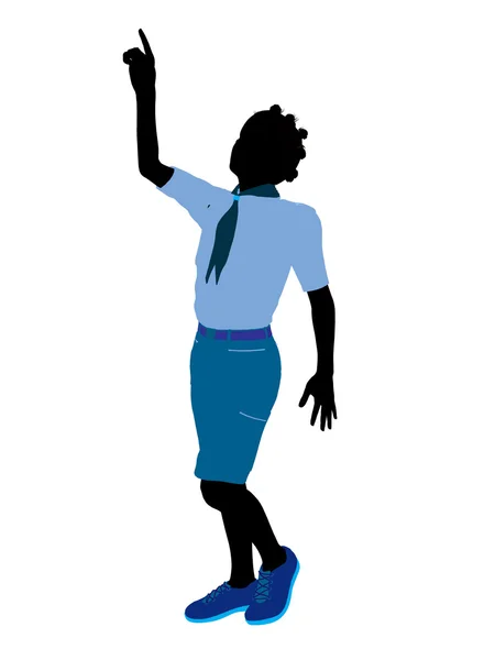 Afro-americano ragazza scout illustrazione silhoue — Foto Stock