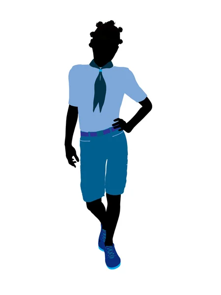 Niña afroamericana Scout Ilustración Silhoue —  Fotos de Stock
