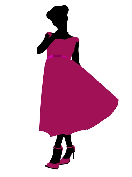 Prom dívka ilustrace silhouette — Stock fotografie