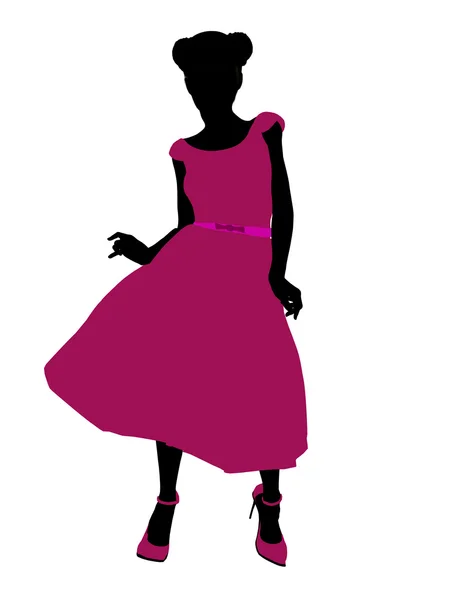Prom dívka ilustrace silhouette — Stock fotografie