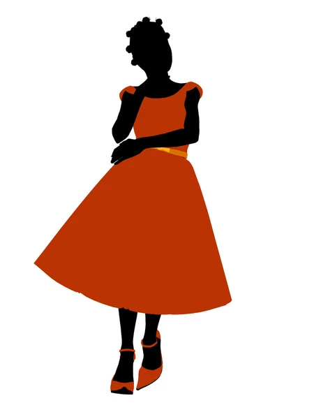 非洲裔美国舞会的女孩图 silhouet — 图库照片