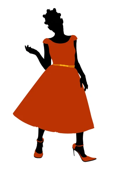 Afro-Amerikan balo kız resim silhouet — Stok fotoğraf