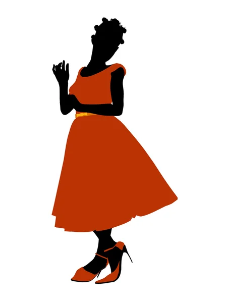 African American Prom Girl Illustration Silhouet — Stock Photo, Image