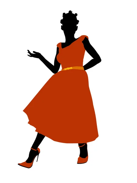 Afryki amerykański prom dziewczynka ilustracja silhouet — Zdjęcie stockowe
