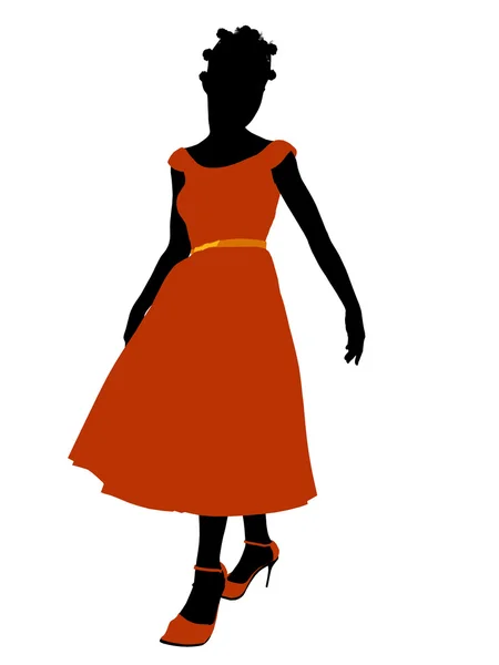 Afrikanische amerikanische Prom Girl Illustration Silhouette — Stockfoto