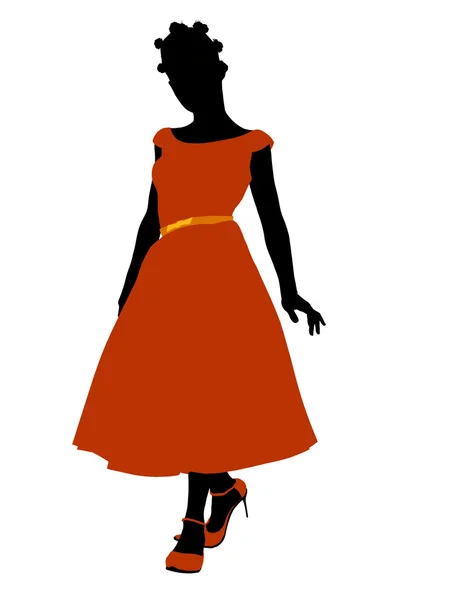 Prom americano africano menina ilustração silhueta — Fotografia de Stock