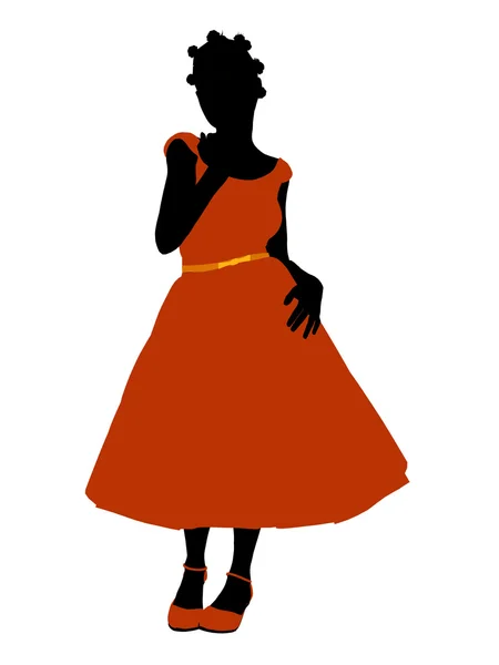 アフリカ系アメリカ人のダンス パーティー ガール イラスト silhouet — ストック写真