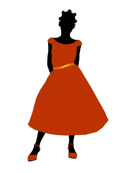 Africano americano baile chica ilustración silueta — Foto de Stock